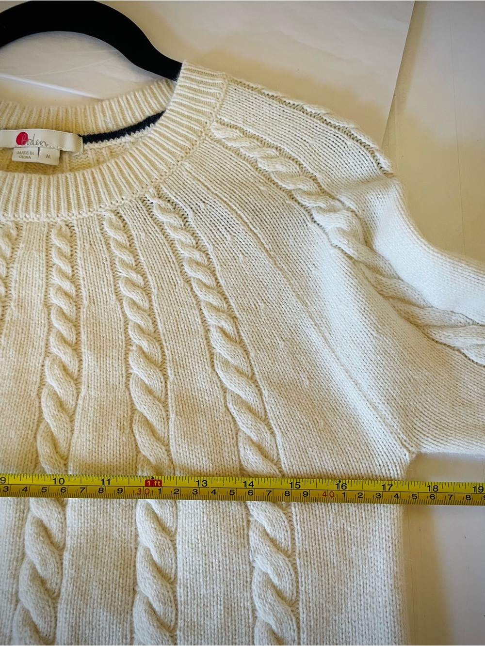 Boden Women’s Sweater Cable Knit Wool Alpaca Blend Ivory Cream Chunky sz M - Picture 12 of 13